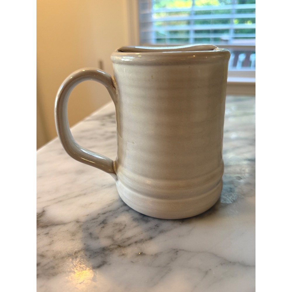 Beard Baron Mustache Guard Mug Pottery Stoneware Cream Tan Bowler Hat Logo - Picture 3 of 4